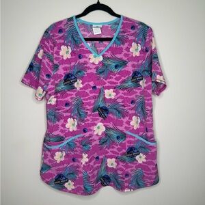 Jurassic World Pink and Blue Tropical scrub Top